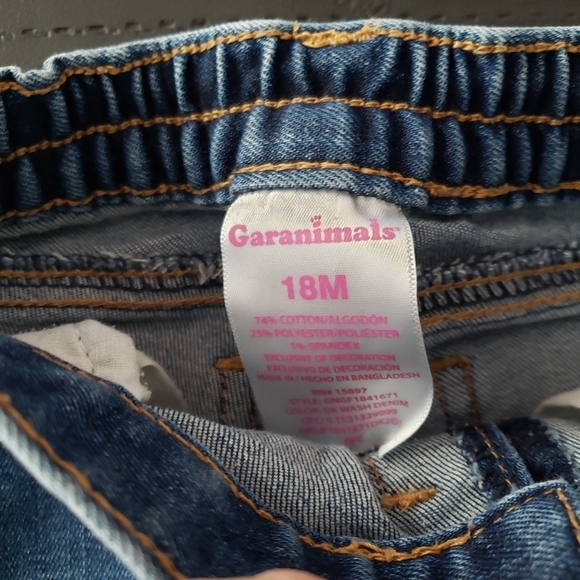 Garanimals Baby Girl 18 Months Medium Wash Denim Jeans Adjustable Waist - Picture 3 of 3
